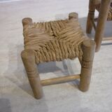 Wooden bench and stool and straw for doll