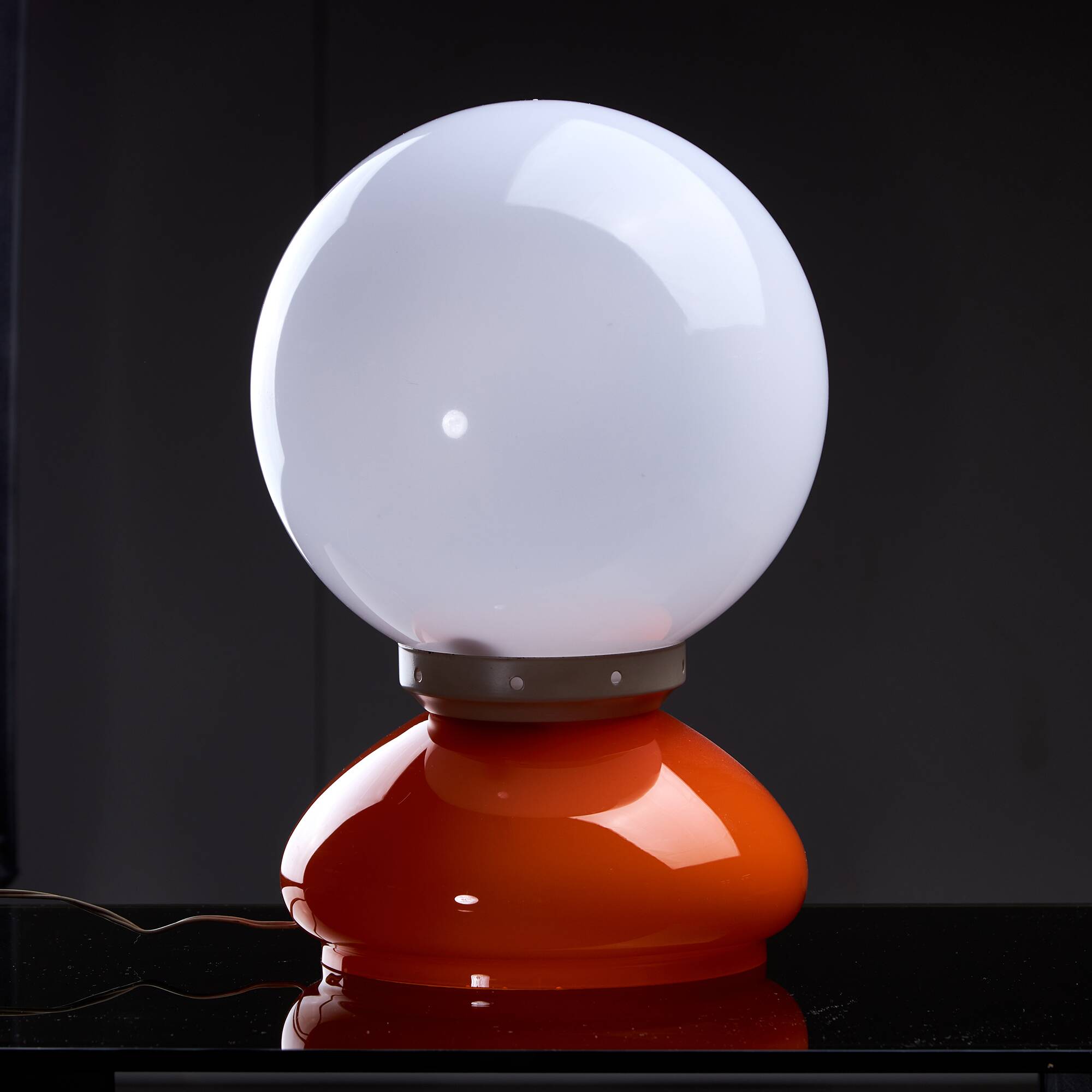 Space Age Orange Glass Lamp, 1970s