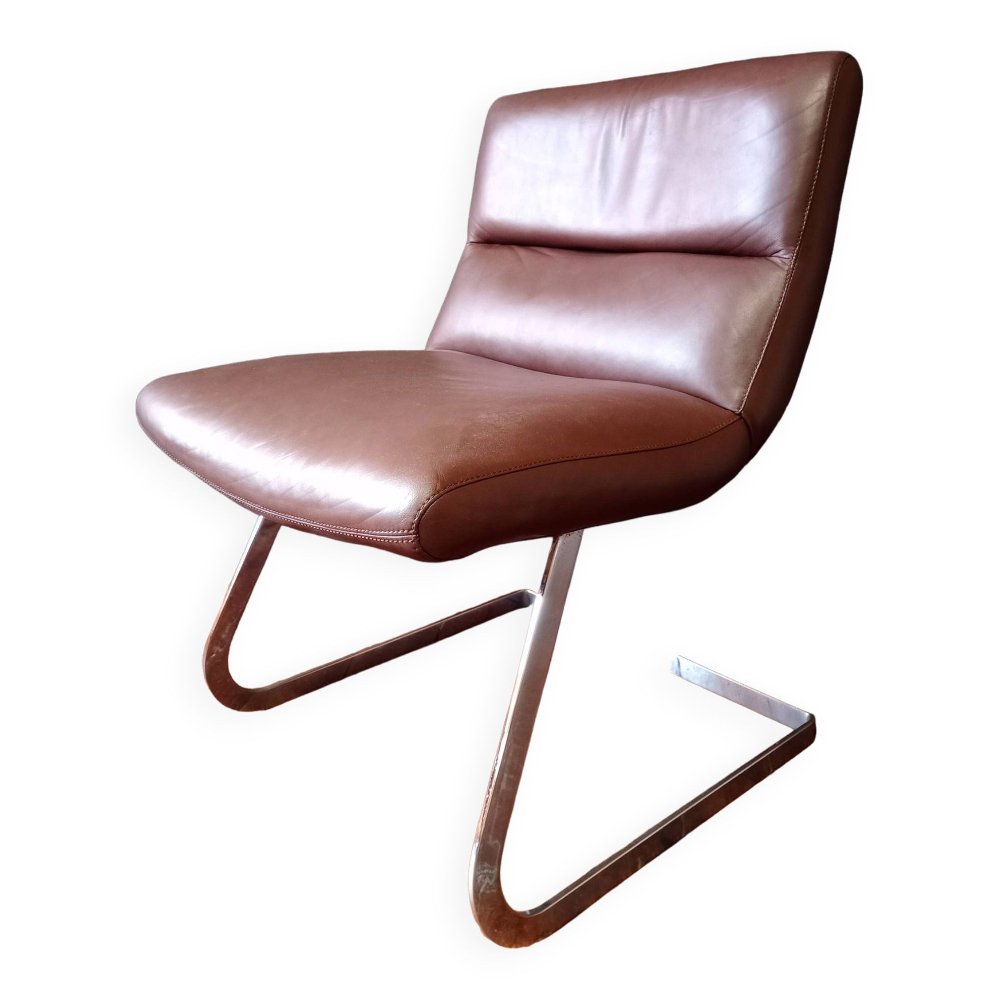 Designer leather and chrome chair 1970