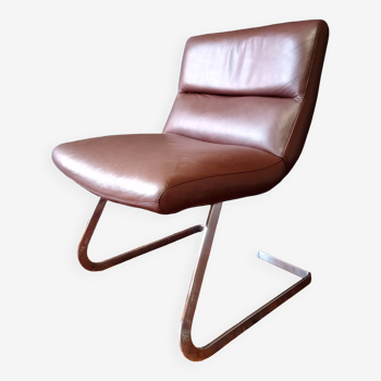 Designer leather and chrome chair 1970