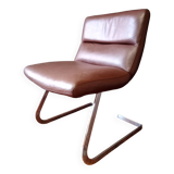 Designer leather and chrome chair 1970