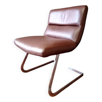 Designer leather and chrome chair 1970
