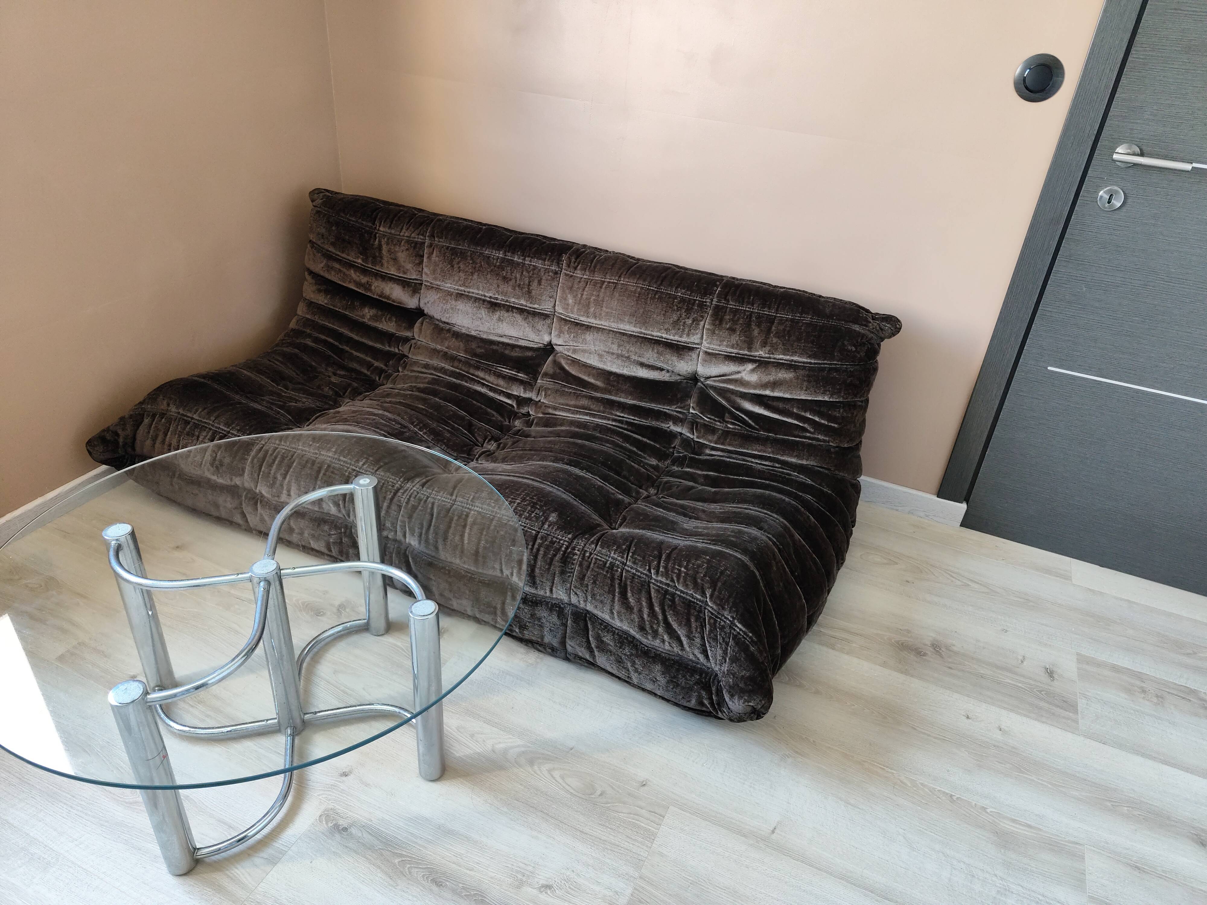 Vintage chrome steel and glass coffee table from Italy from the 70s