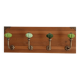 Wall-mounted coat rack in wood – 40 cm – 4 hooks in metal and green ceramic