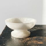 Vintage alabaster white bowl or catchall, Italy 1960s-70s.