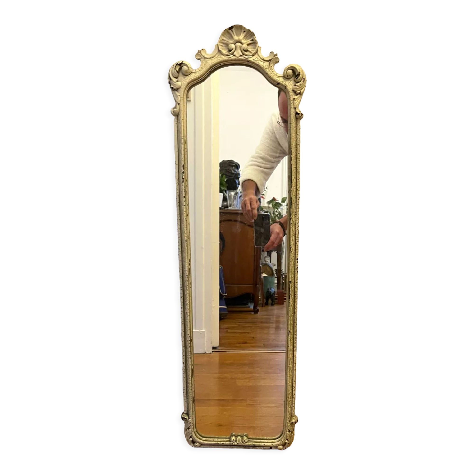 Carved painted wooden mirror