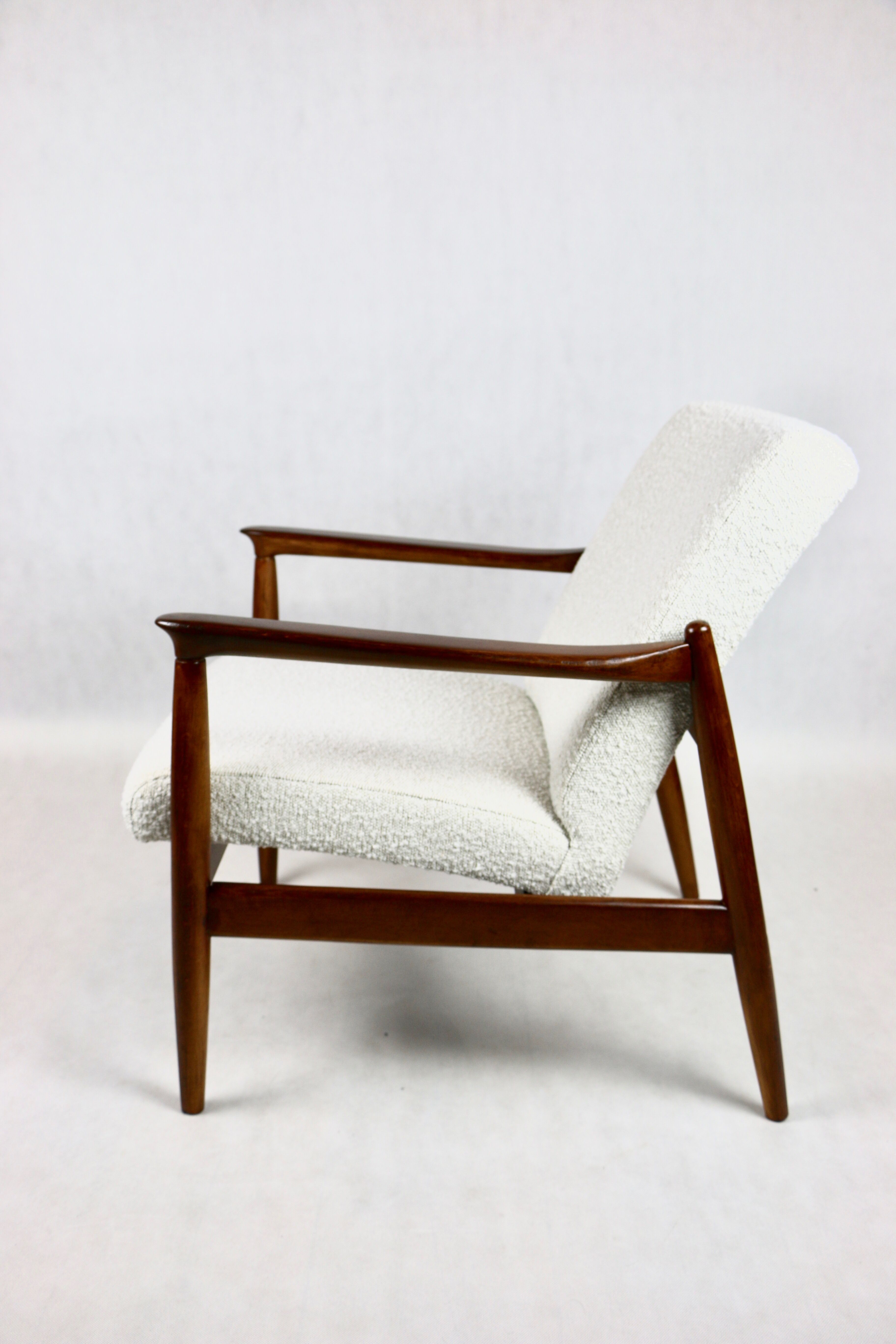 White Boucle GFM-64 armchair by Edmund Homa, 1970s