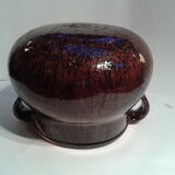 Pottery old terracotta painted round bottom