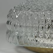 1960s 1970s Ceiling Lamp Flush Mount in Glass & Metal Space Age Design