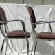 2 60's brown leatherette chrome metal kitchen armchairs