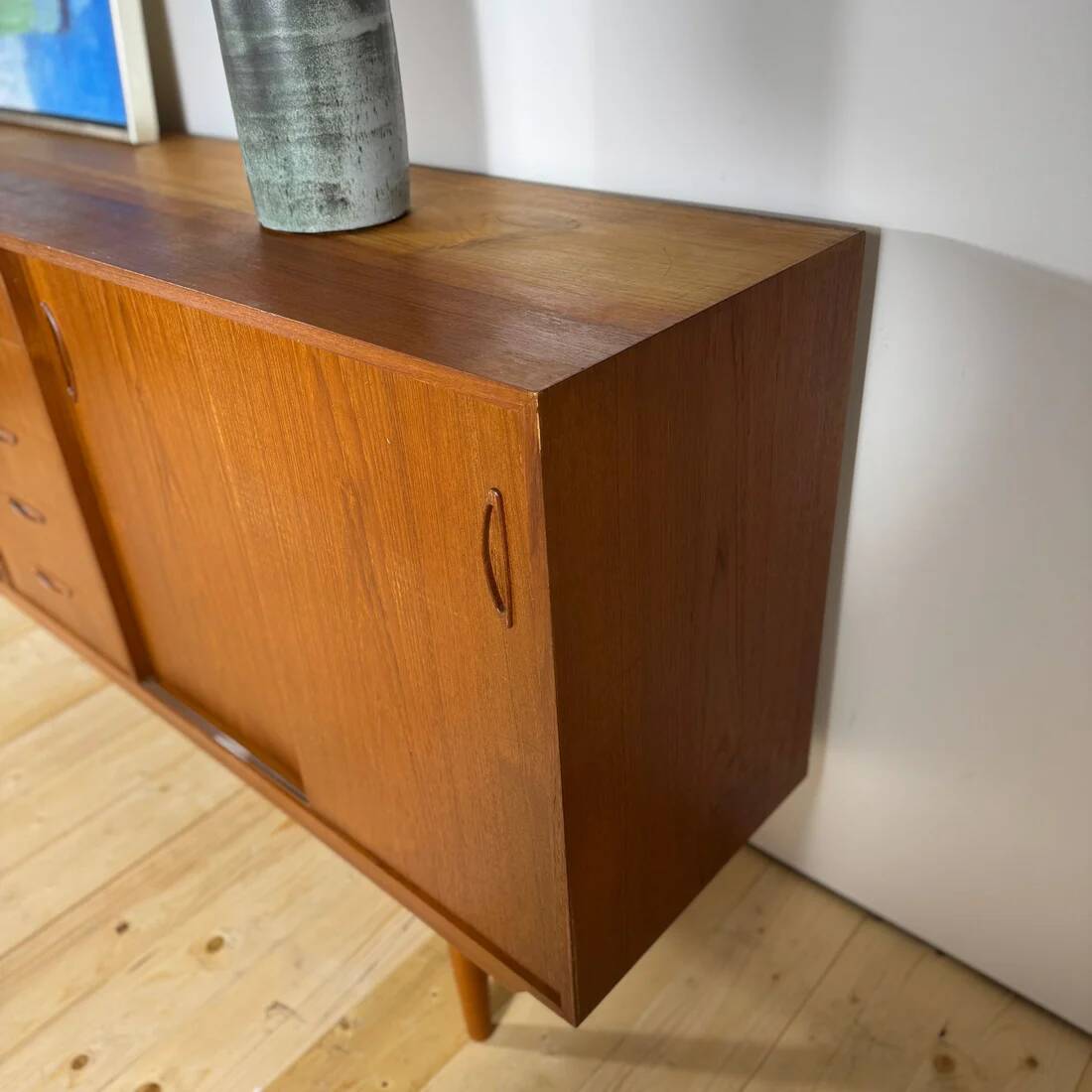 Danish mid-century modern buffet in teak with drawers and sliding doors – 1960s