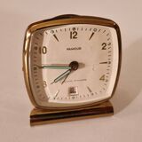 "Famous" alarm clock, automatic calendar model, vintage circa 1950, perfect condition