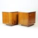 Tables de chevet classiques en noyer et verre blanc, Tchécoslovaquie années 1960