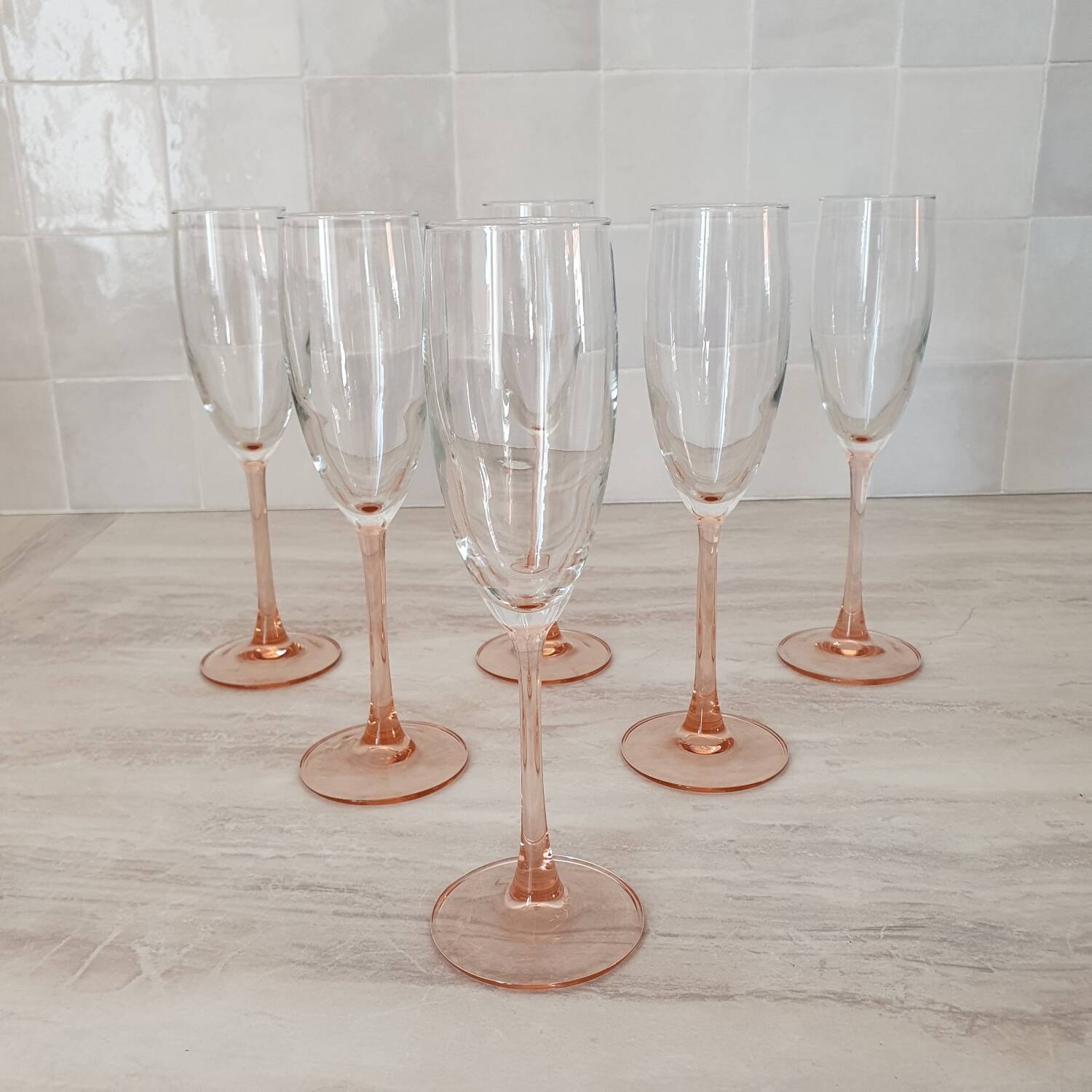 Pink stem champagne flutes