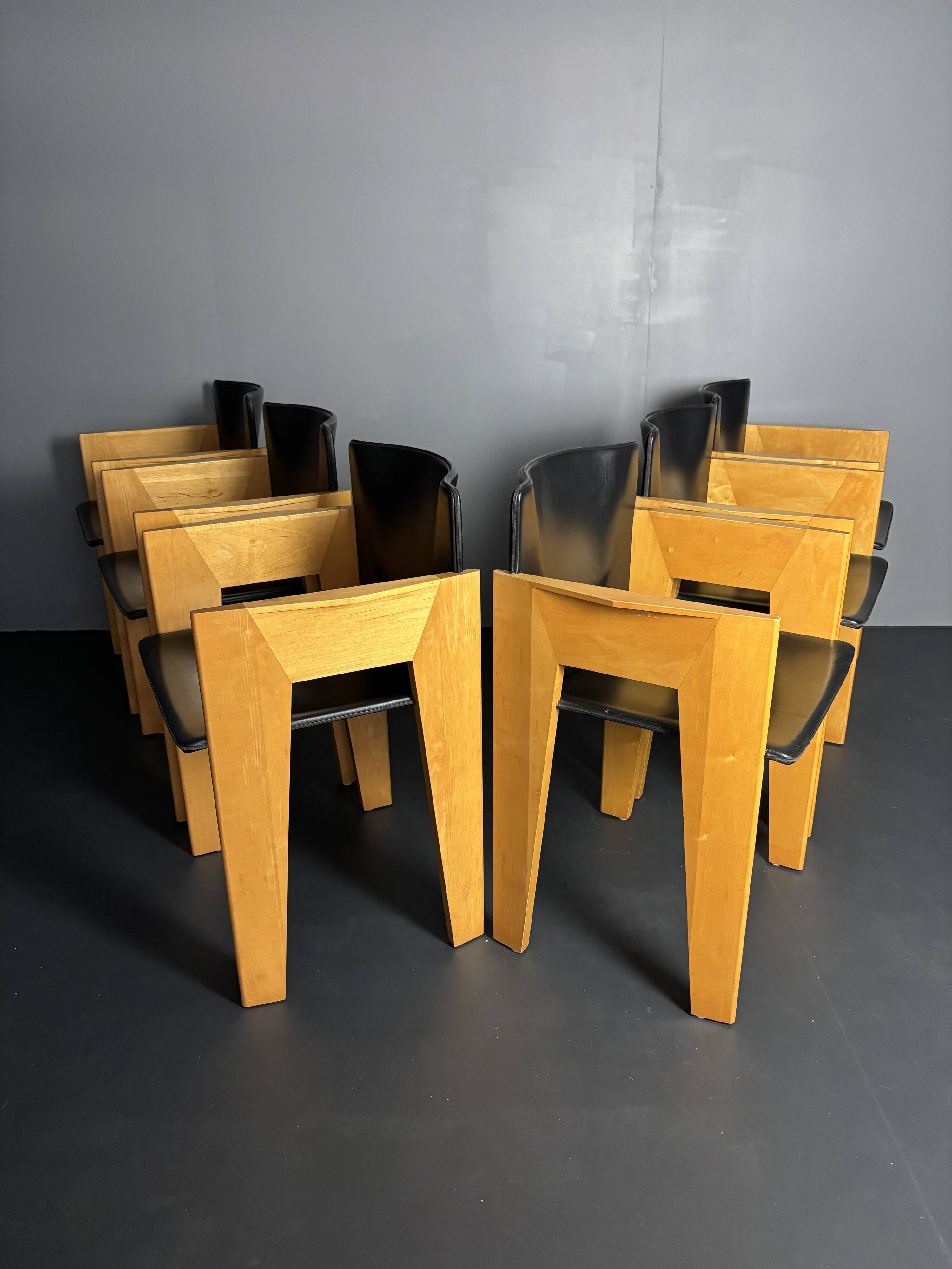 set 6 Modernist dining chairs by Arnold Merckx for Arco, Dutch design 1980s