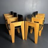 set 6 Modernist dining chairs by Arnold Merckx for Arco, Dutch design 1980s