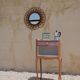 Crude wooden bedside table