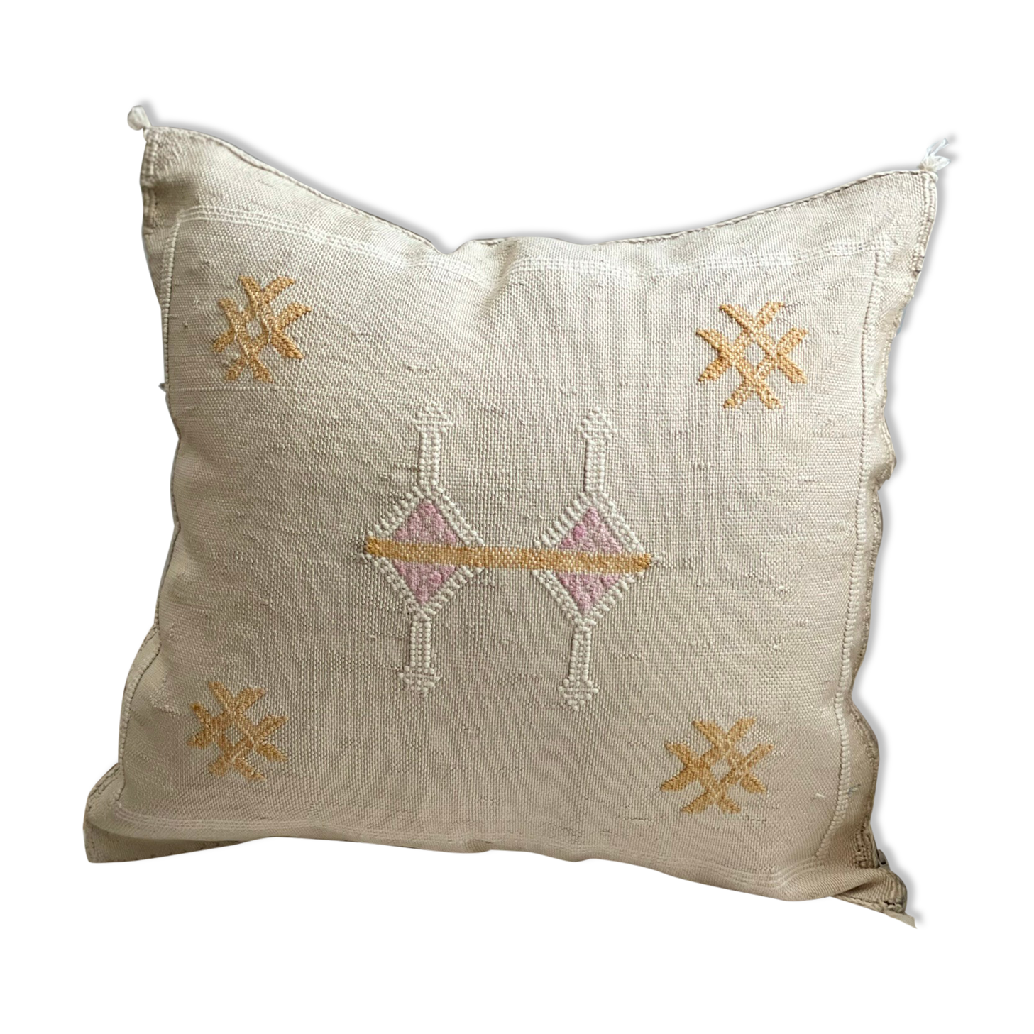 Housse de coussin sabra soie de cactus beige lin