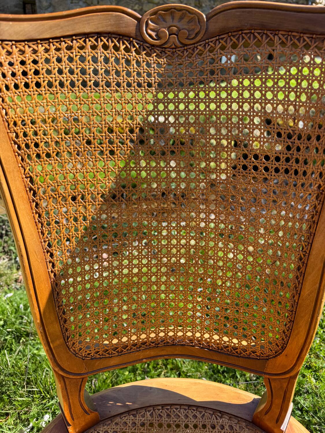 4 caned chairs in cherry wood – Louis XV style