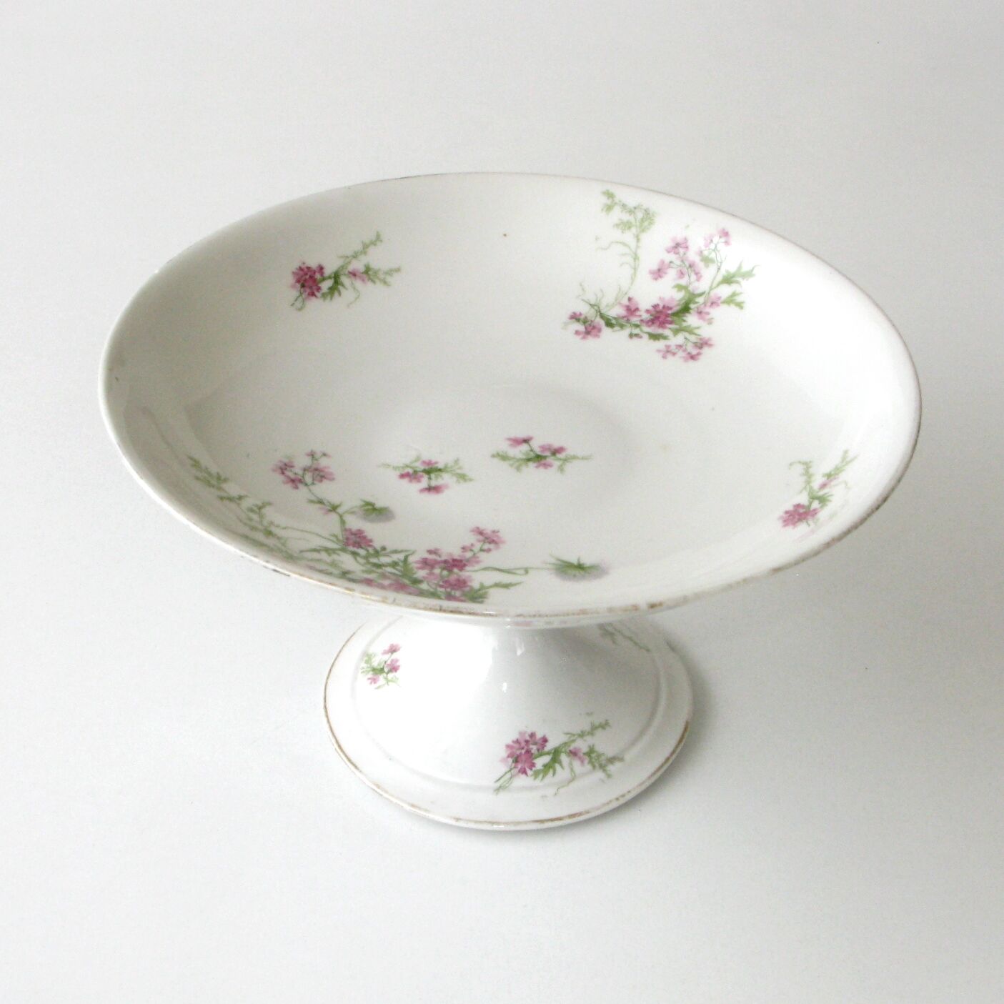 Old fruit cup decorated with pink flowers - limoges bourganeuf