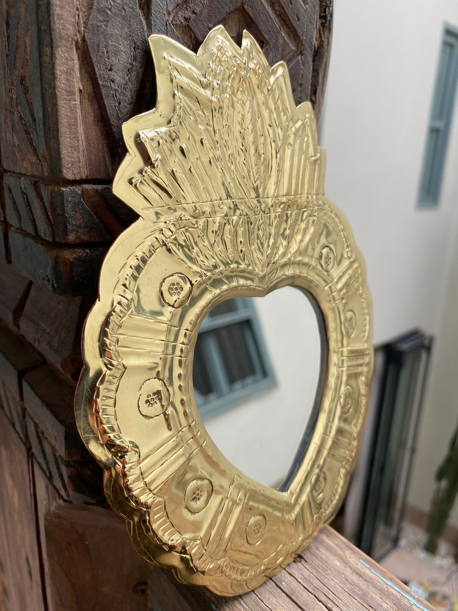Heart mirror in brass type ex-voto houbbi
