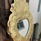 Miroir coeur en laiton type ex-voto houbbi