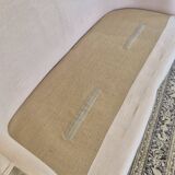 Louis XV style bench sofa in pink fabric and burlap
