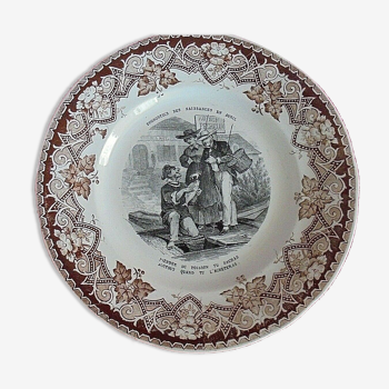 Assiette parlante ancienne Naissances en avril Opaque Lunéville Diam. 20 cm