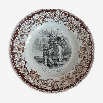 Old talking plate Births in April Opaque Lunéville Diam. 20 cm
