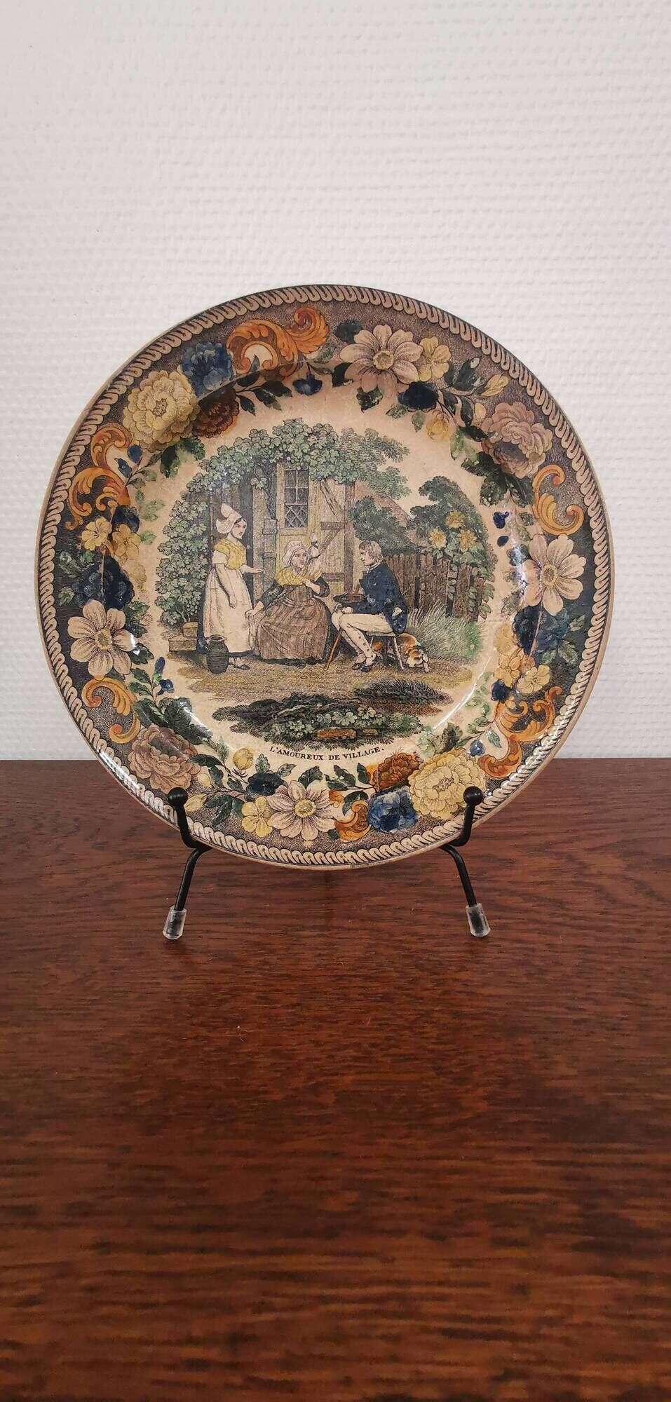 Old talking plate Creil Montereau Louis Lebeuf & Thibault