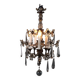 Antique metal and glass chandelier with 5 lights, Italy, 19th century.
