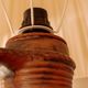 Large ceramic table lamp from West Germany with a pleated shade.