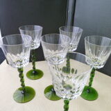 Set of 6 glasses of white wine from Alsace twisted leg