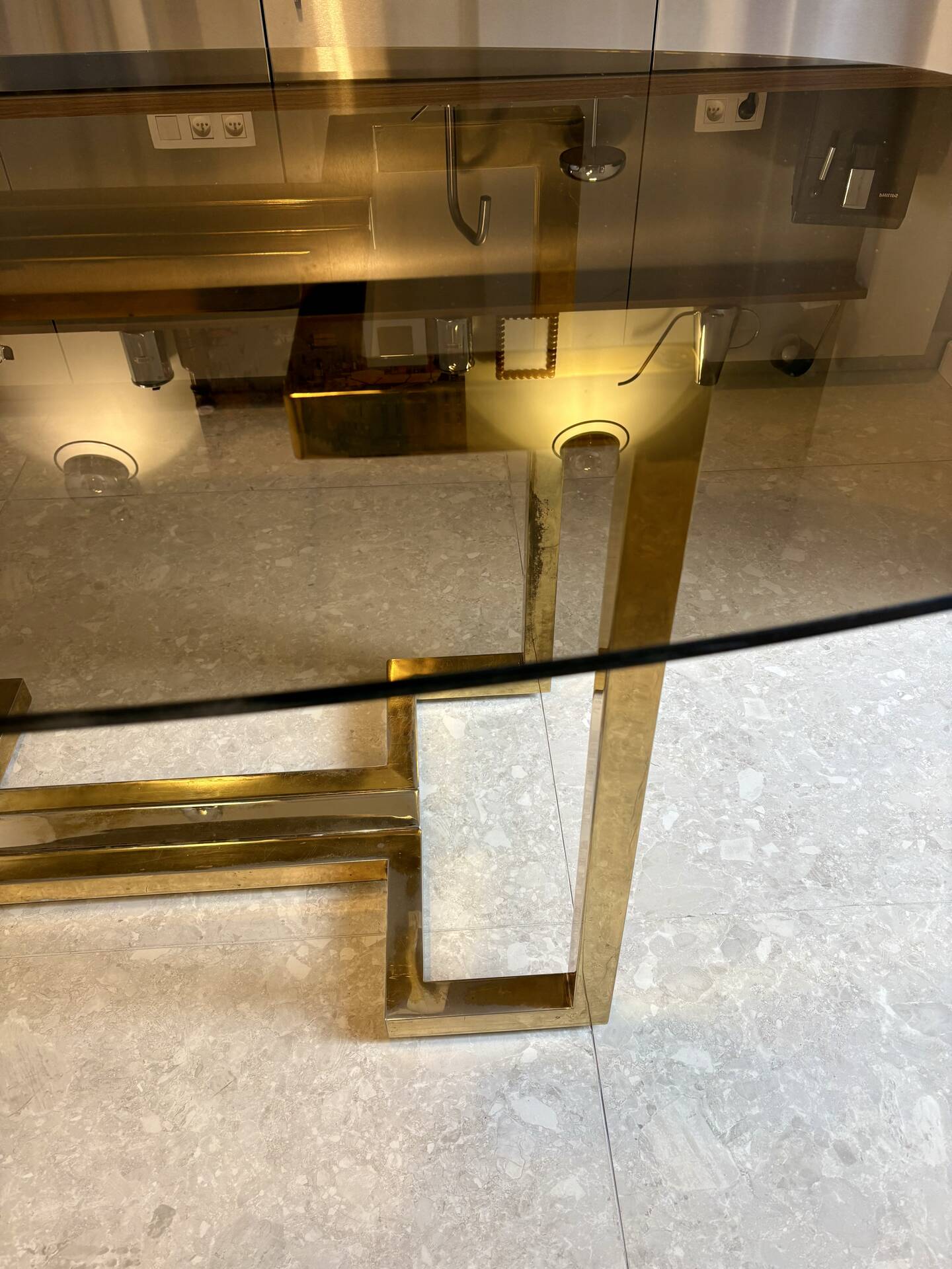Belgo dining table chrome 1970s smoked glass