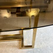 Table à manger Belgo chrome années 70 verre fumé