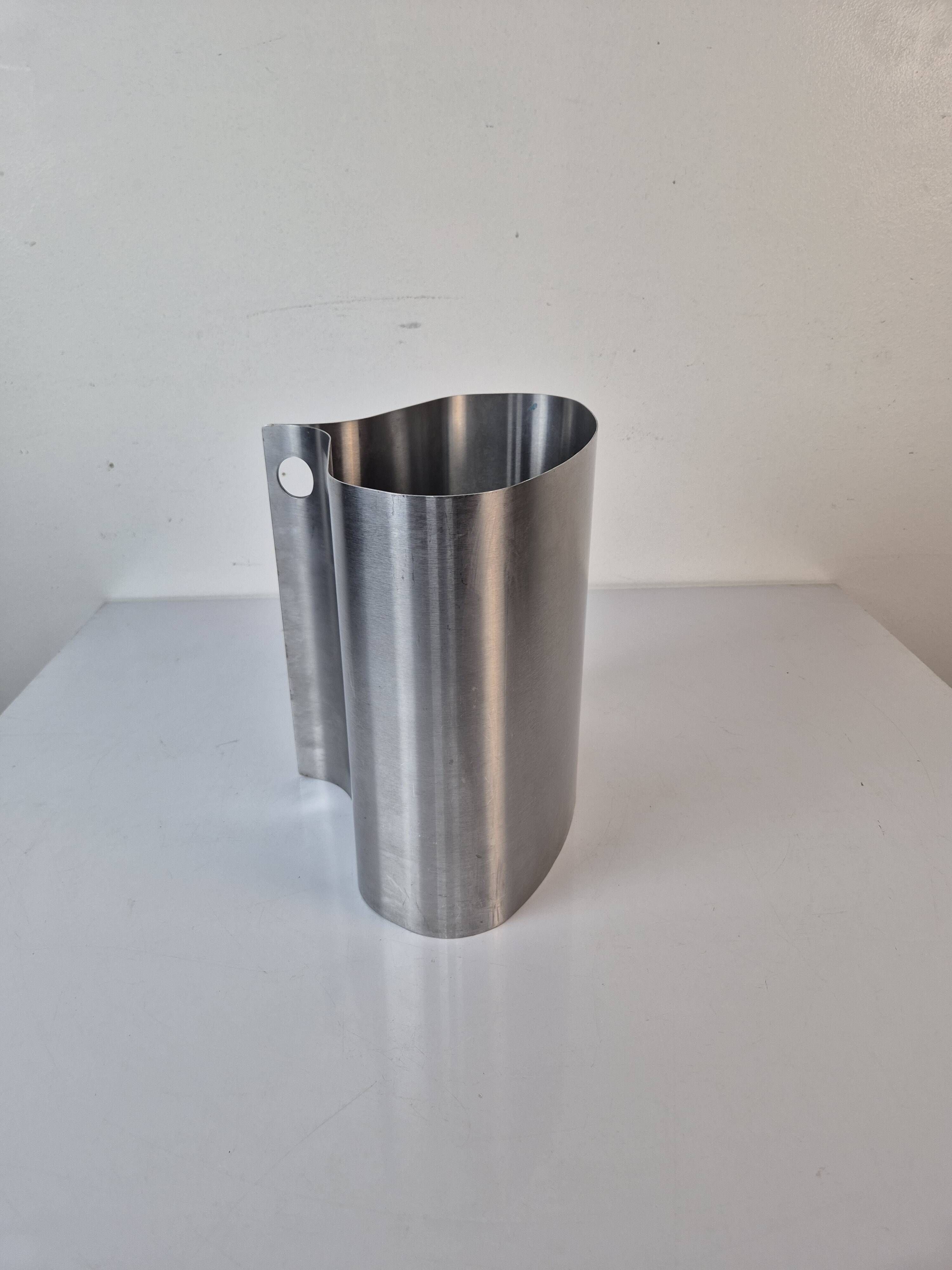 Stainless steel wastebasket by Xavier Féal for Inox Industrie.