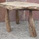 Brutalist coffee table in solid wood, tripod. (Popular art)