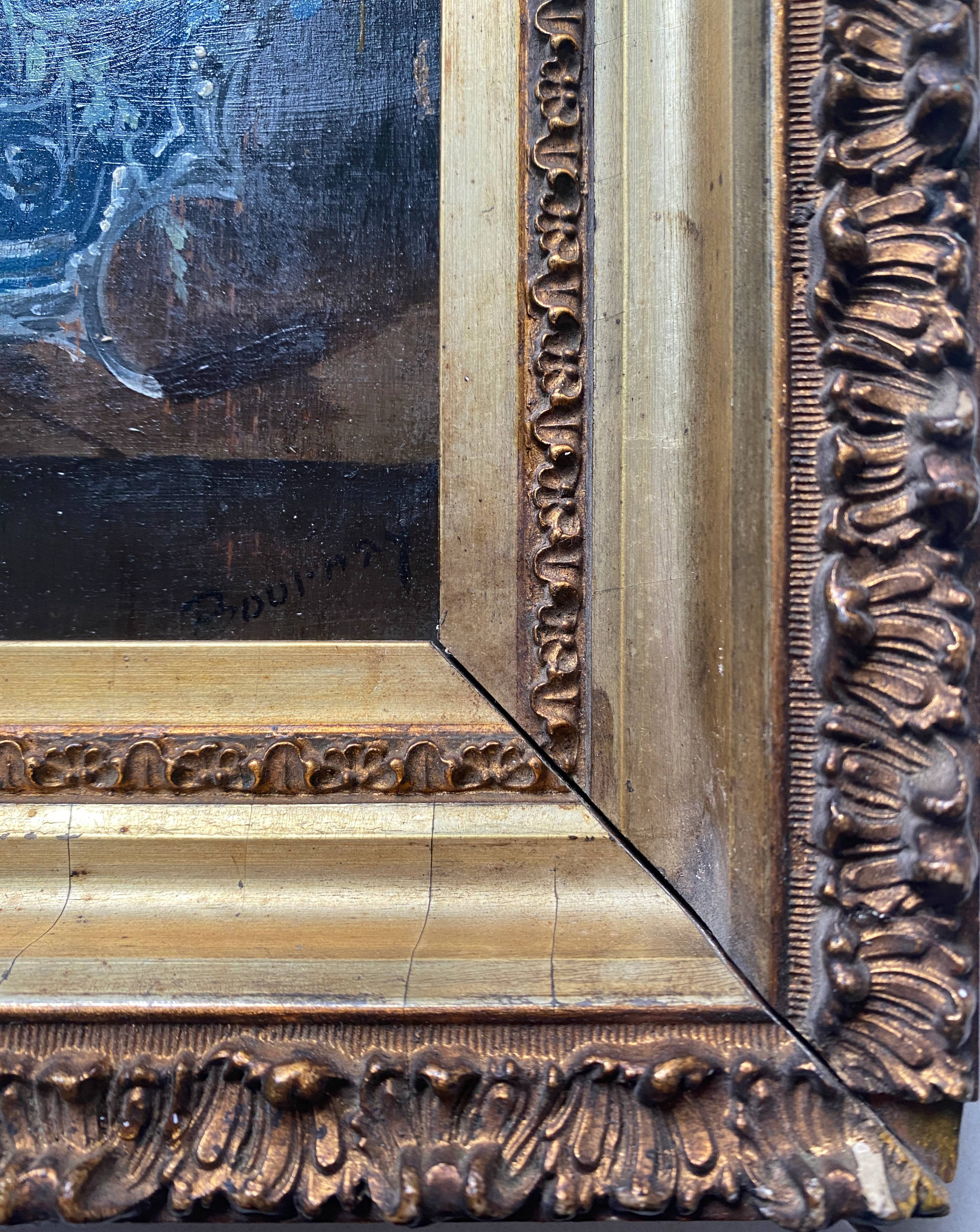 Hsp painting "still life with wild flowers" 19th century signed bournay + frame