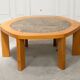 Table basse hexagonale en céramique plateau marbre