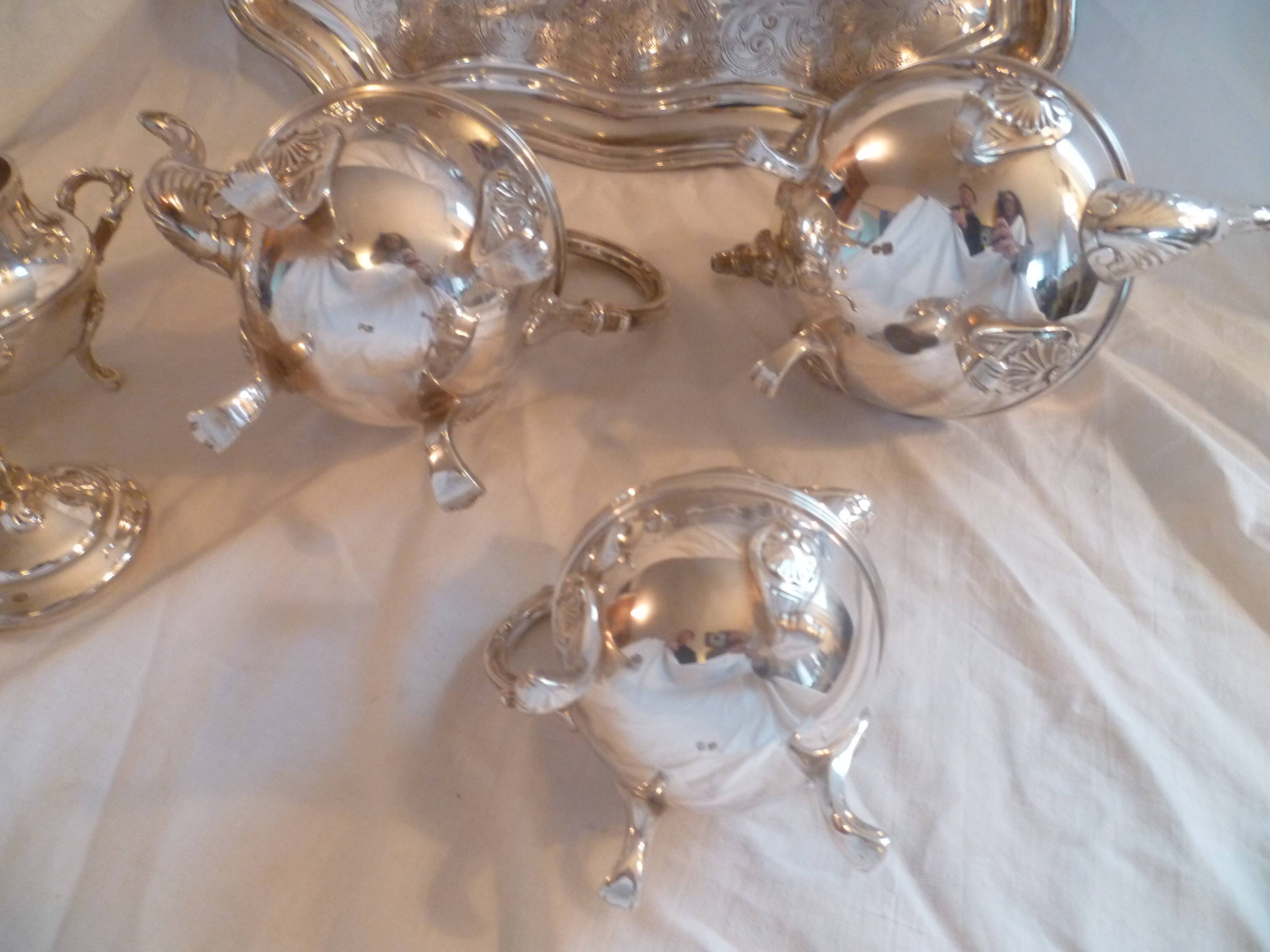 Service a cafe/the 5 pieces met.argente quadripode styl louis xv