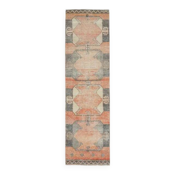 Tapis coureur vintage en laine et coton turc noué à la main orange 83x305