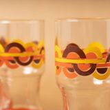 7 glasses orangeade orange pattern circles silkscreen prints vintage 1970