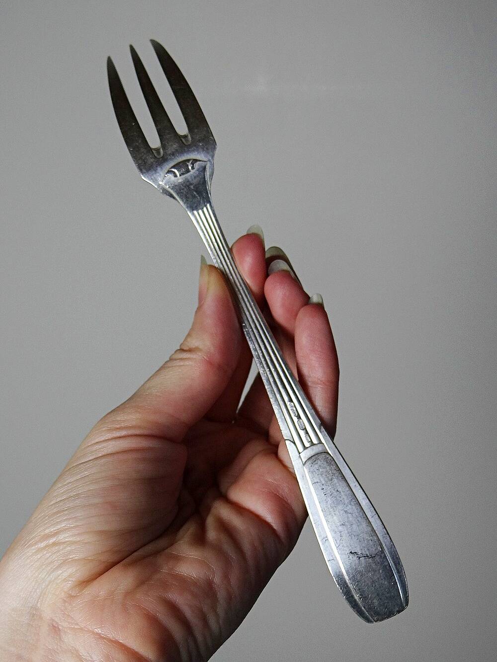 6 vintage/antique silver-plated trident forks, art deco style, SFAM