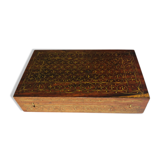 Wooden box in brass marquetry