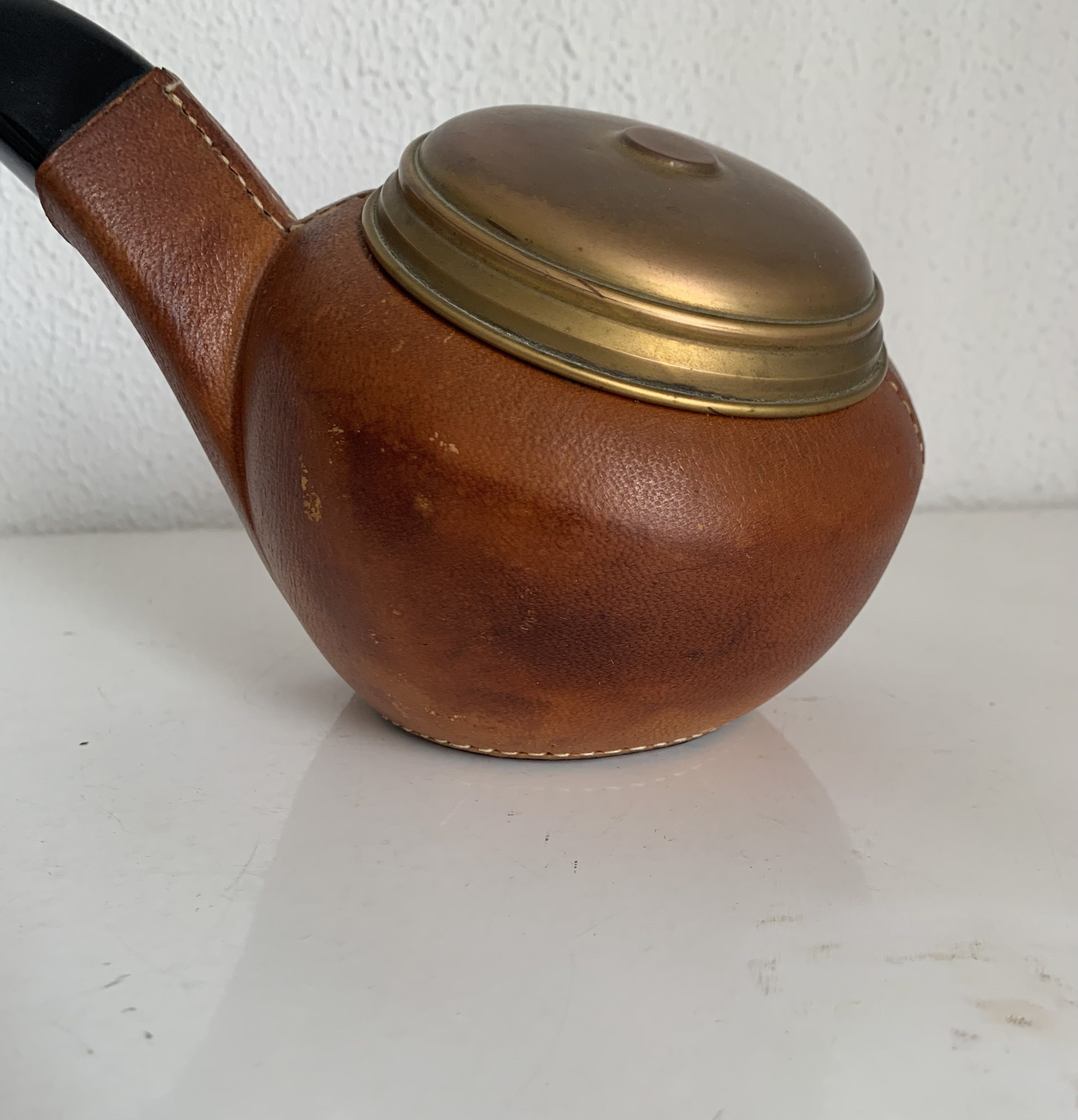 Vintage cigarette holder 1960 Longchamp leather fawn pipe - 24 x 15 cm
