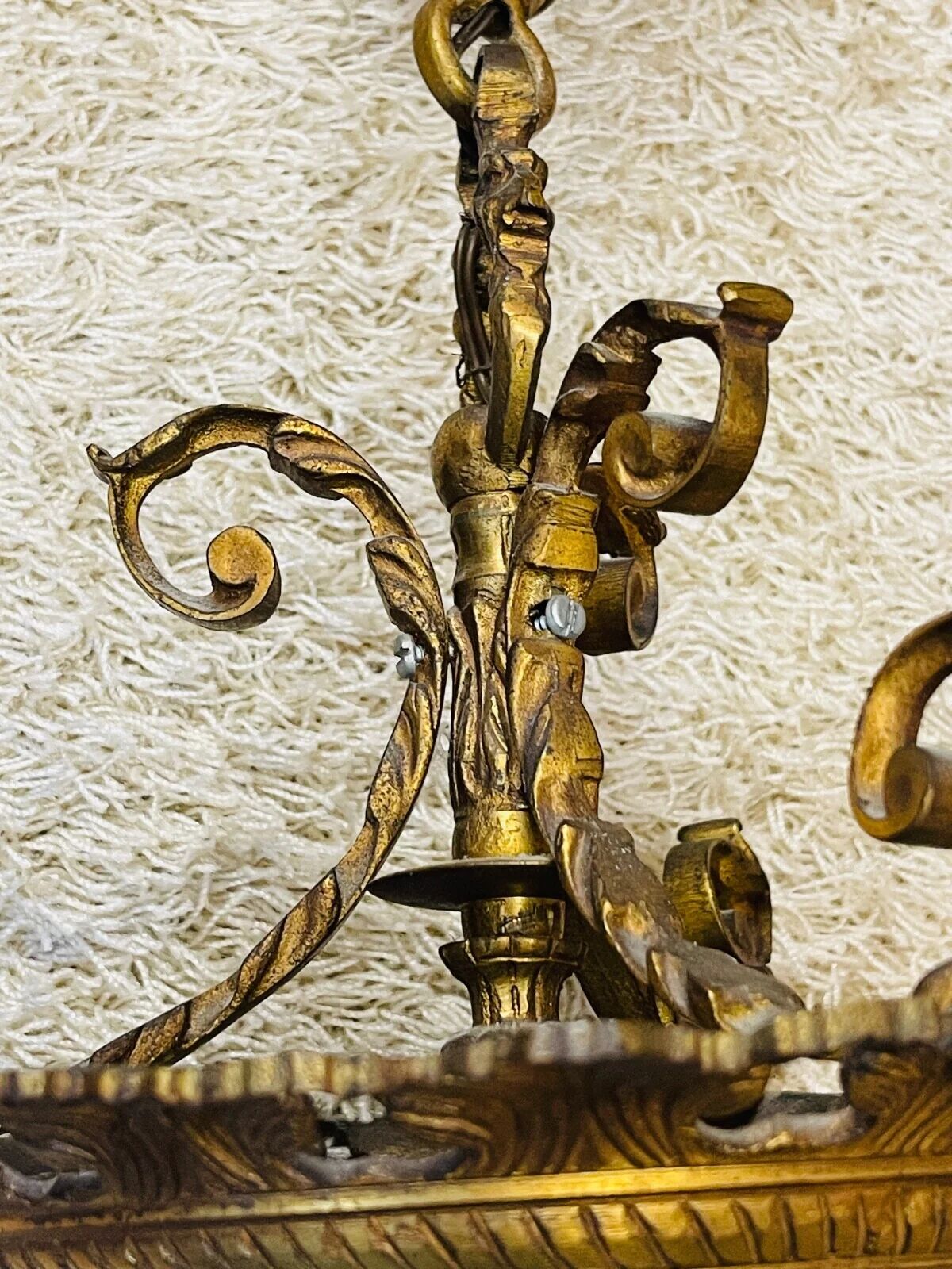 Ancienne lanterne en bronze et cristal taillé