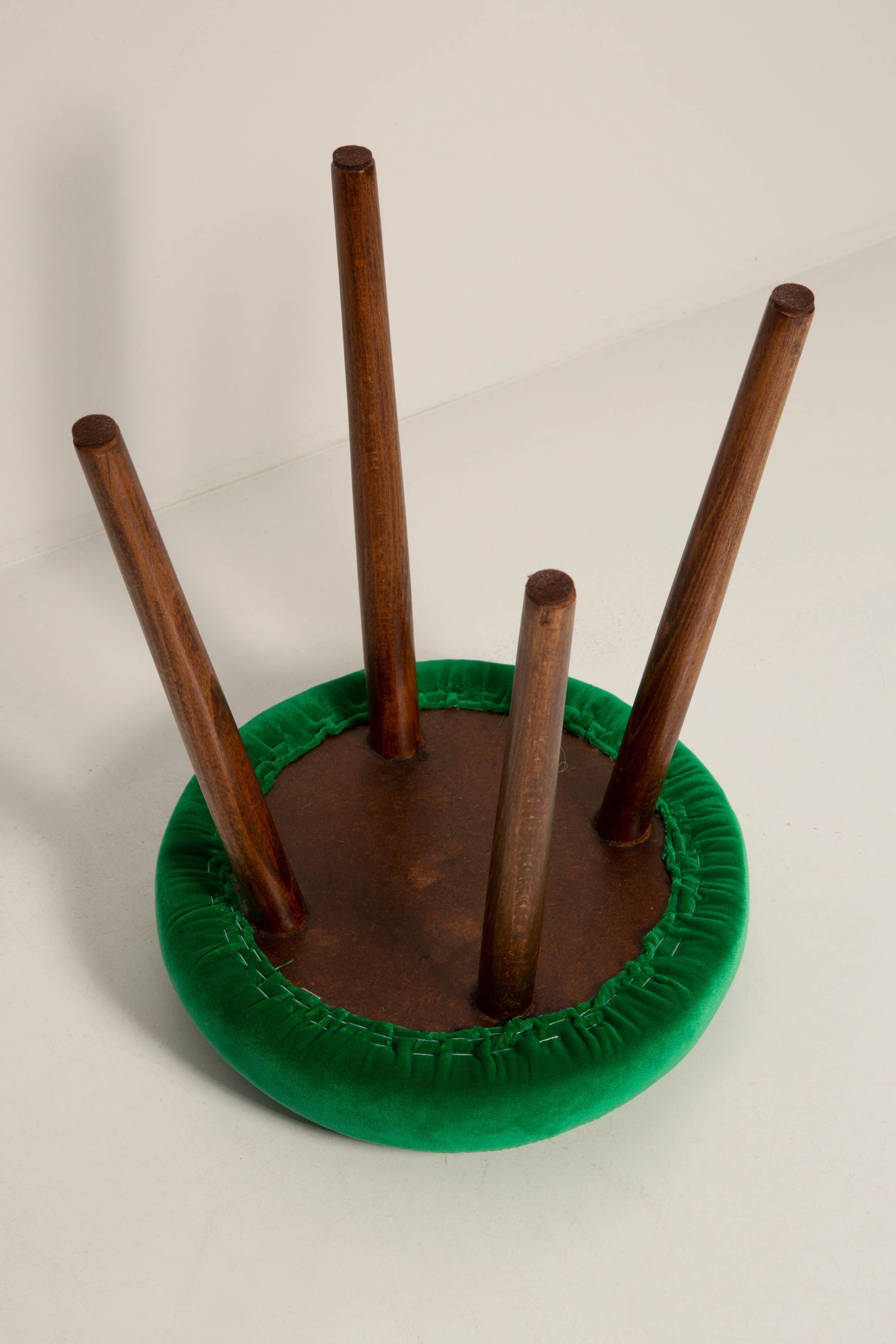 Set of two grass green velvet stools in Mid-Century style, Europe, 1960s.