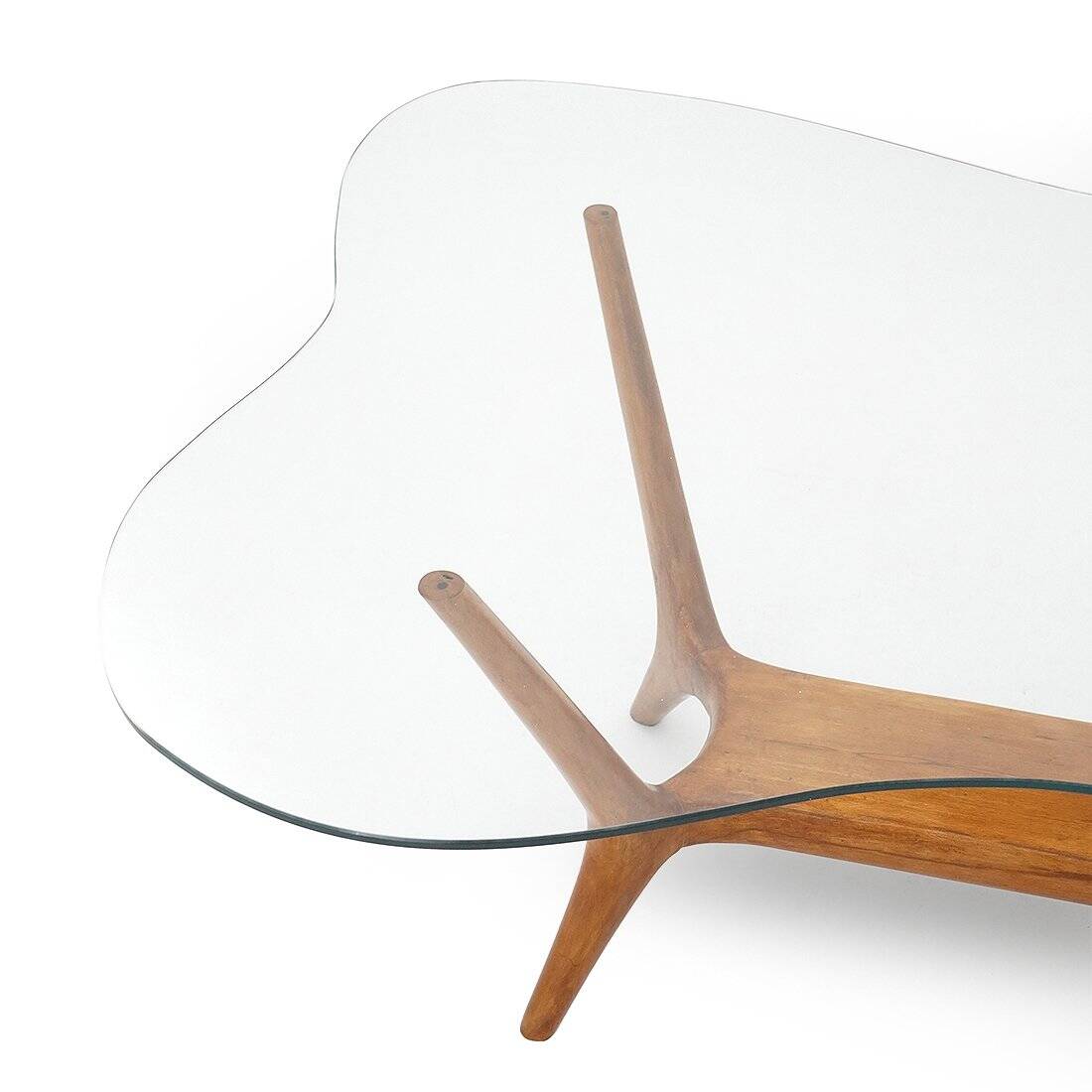 Italian coffee table in wood and glass, 1950s
