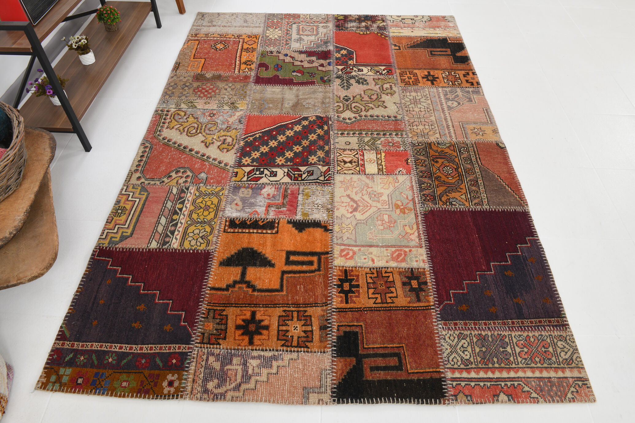 5x8 Red Classic Tapis Teppich Patchwork Rug,242x168Cm