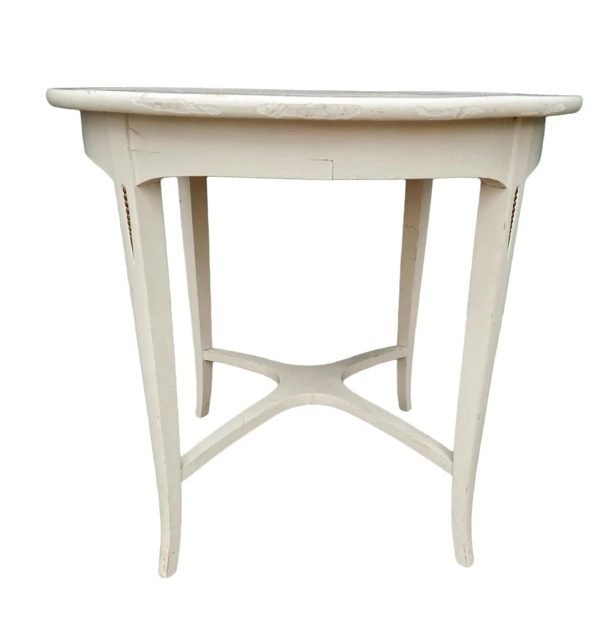 Round coffee table, Swedish Gustavian style – cream painted, early 20th c.